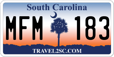 SC license plate MFM183