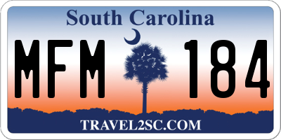 SC license plate MFM184