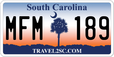 SC license plate MFM189