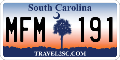 SC license plate MFM191