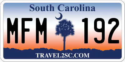 SC license plate MFM192