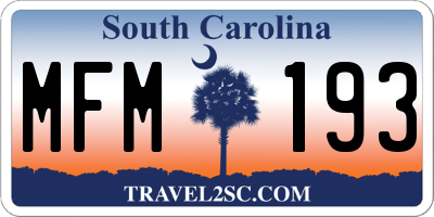 SC license plate MFM193