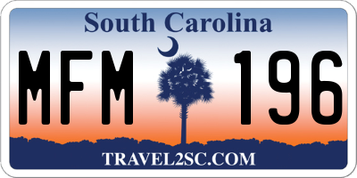 SC license plate MFM196