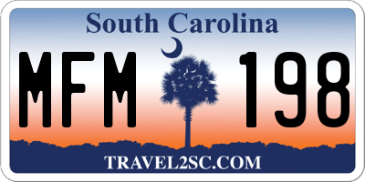 SC license plate MFM198