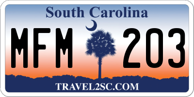 SC license plate MFM203
