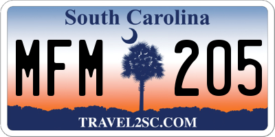 SC license plate MFM205