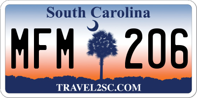 SC license plate MFM206