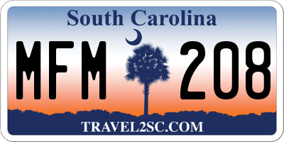 SC license plate MFM208