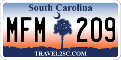 SC license plate MFM209