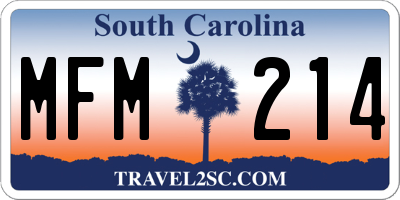 SC license plate MFM214