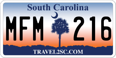 SC license plate MFM216
