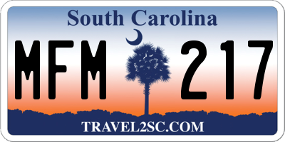 SC license plate MFM217