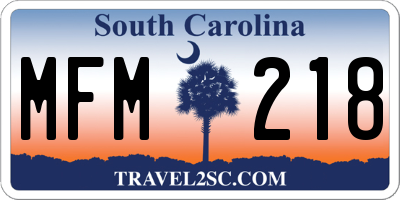 SC license plate MFM218