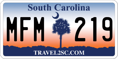 SC license plate MFM219