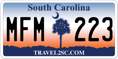 SC license plate MFM223
