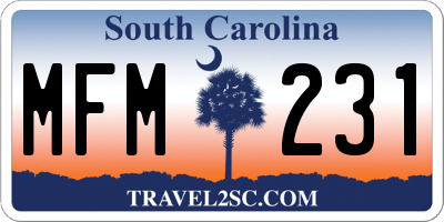 SC license plate MFM231
