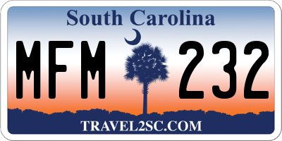 SC license plate MFM232