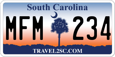 SC license plate MFM234