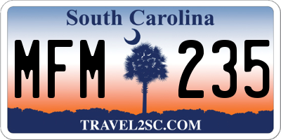SC license plate MFM235
