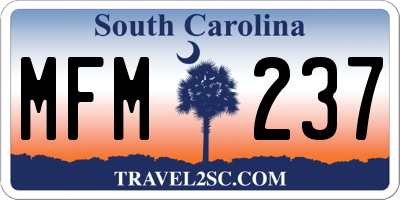 SC license plate MFM237
