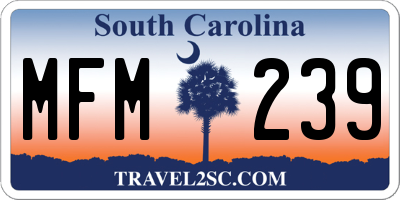 SC license plate MFM239