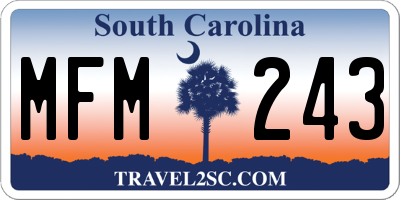 SC license plate MFM243