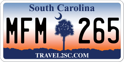 SC license plate MFM265