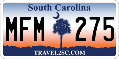 SC license plate MFM275