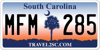 SC license plate MFM285