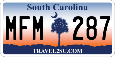 SC license plate MFM287