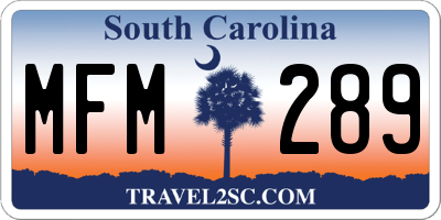 SC license plate MFM289