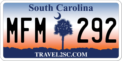 SC license plate MFM292