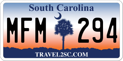 SC license plate MFM294