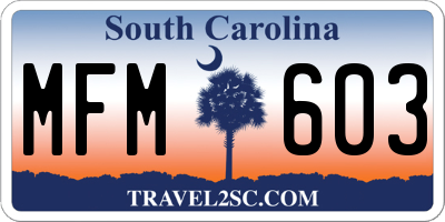SC license plate MFM603