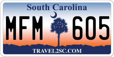 SC license plate MFM605