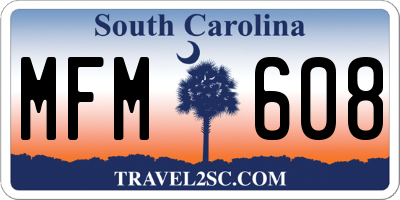 SC license plate MFM608