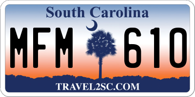 SC license plate MFM610