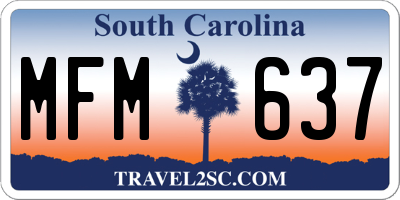 SC license plate MFM637