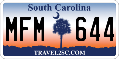 SC license plate MFM644