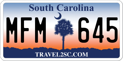 SC license plate MFM645