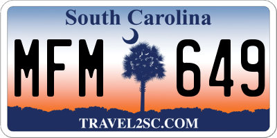 SC license plate MFM649
