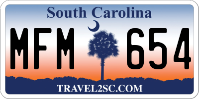 SC license plate MFM654