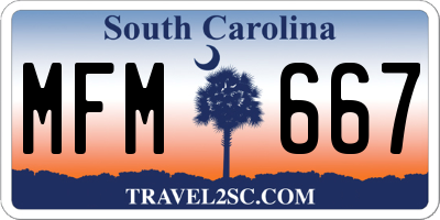 SC license plate MFM667