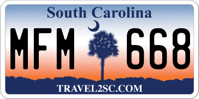 SC license plate MFM668