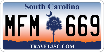 SC license plate MFM669