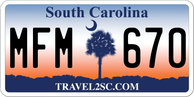 SC license plate MFM670