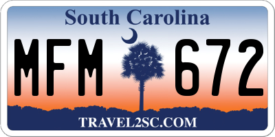SC license plate MFM672