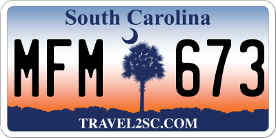 SC license plate MFM673