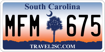 SC license plate MFM675