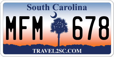 SC license plate MFM678